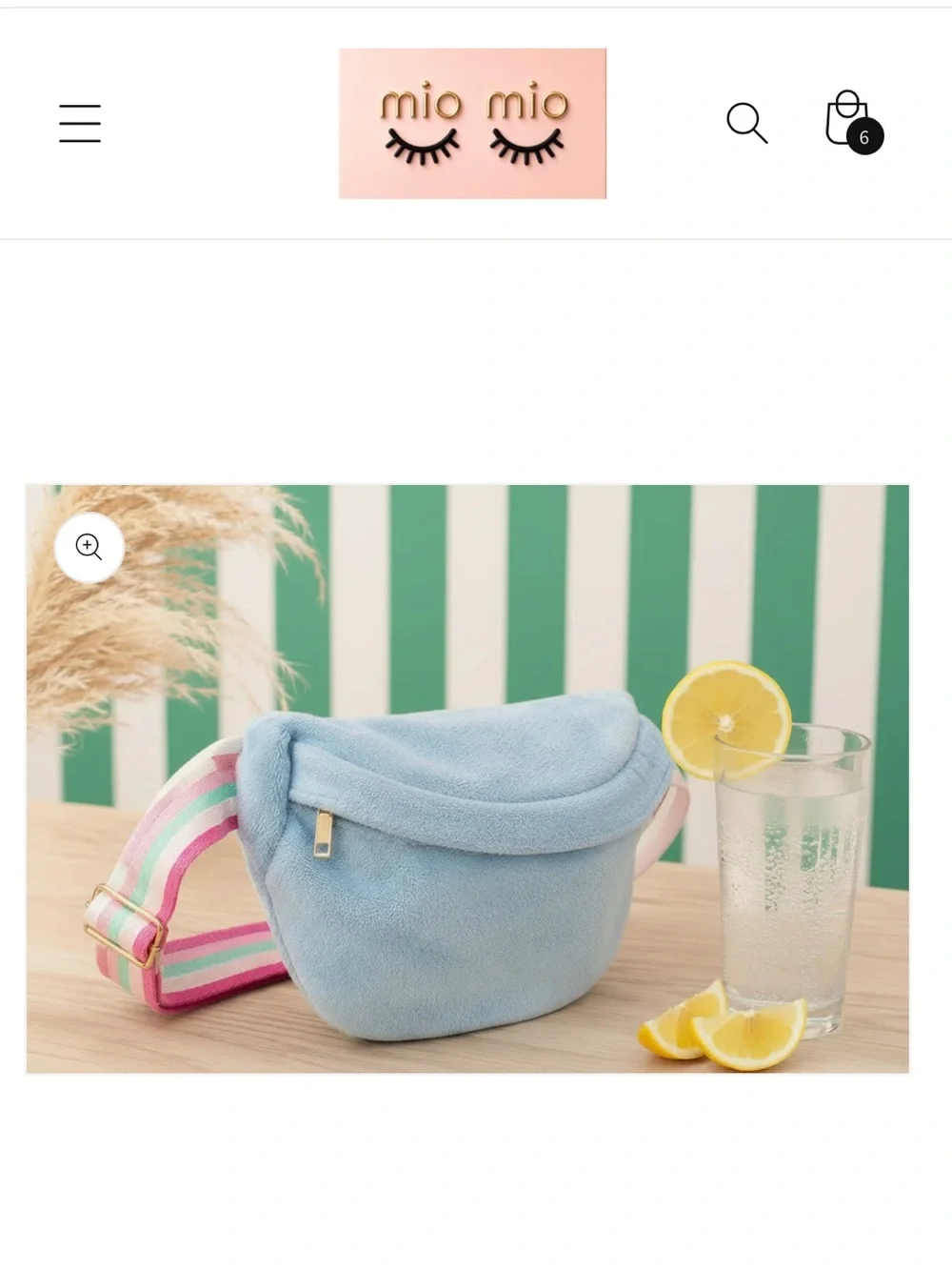Light Blue Terry Belt Bag with Rainbow Strap